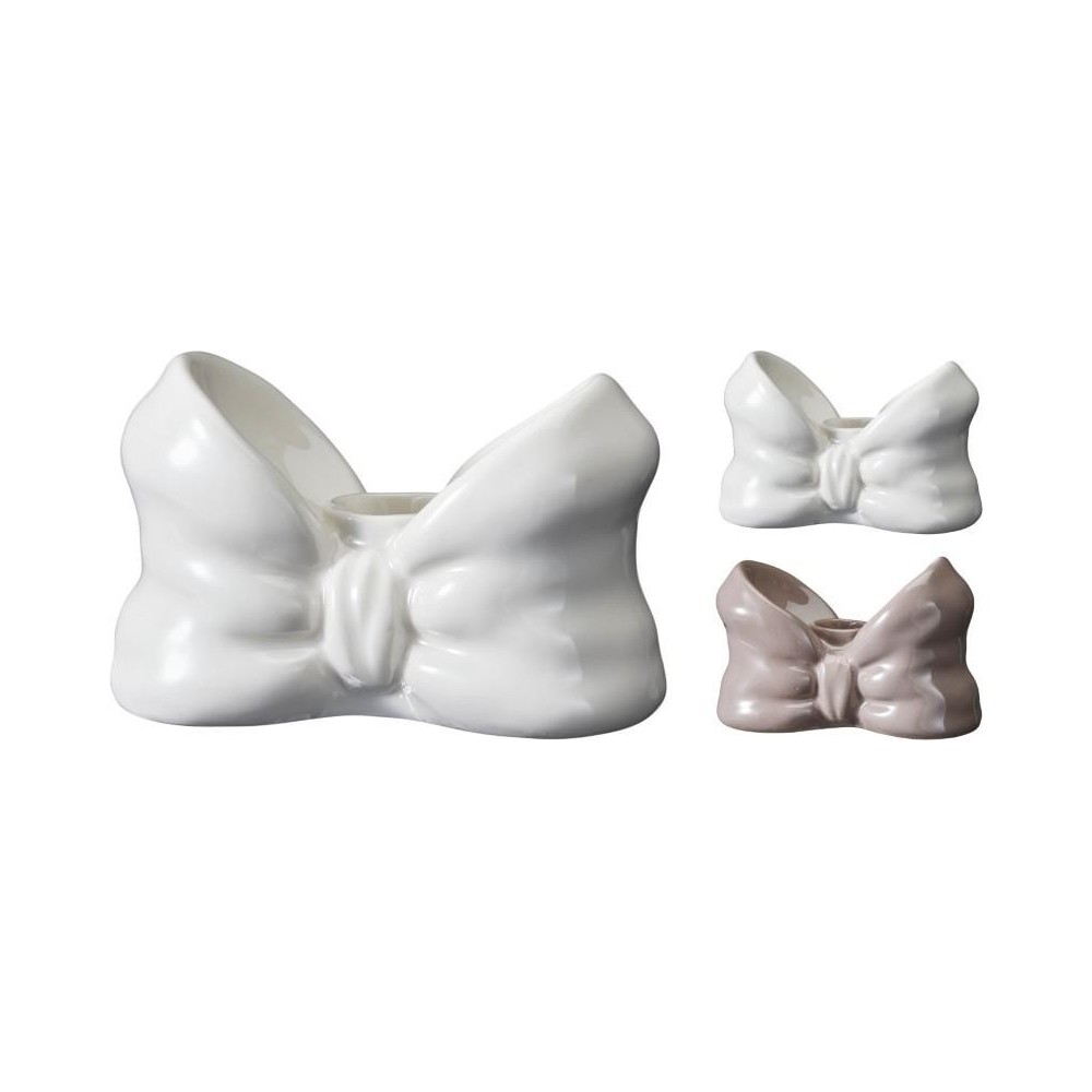 PORTACANDELA CERAMICA FIOCCO 2 COLORI H.8
